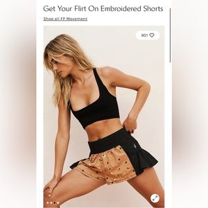 Free People Get Your Flirt On Embroidered Shorts Black/Lark Combo